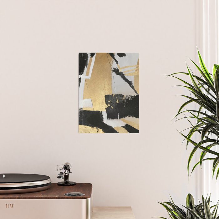 Gold leaf black abstract Poster Gallery Image 2