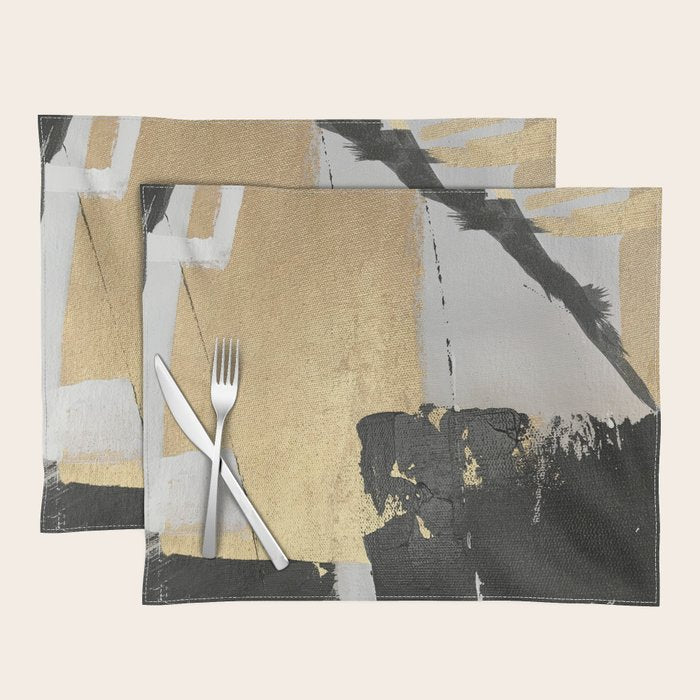 Gold leaf black abstract Placemat