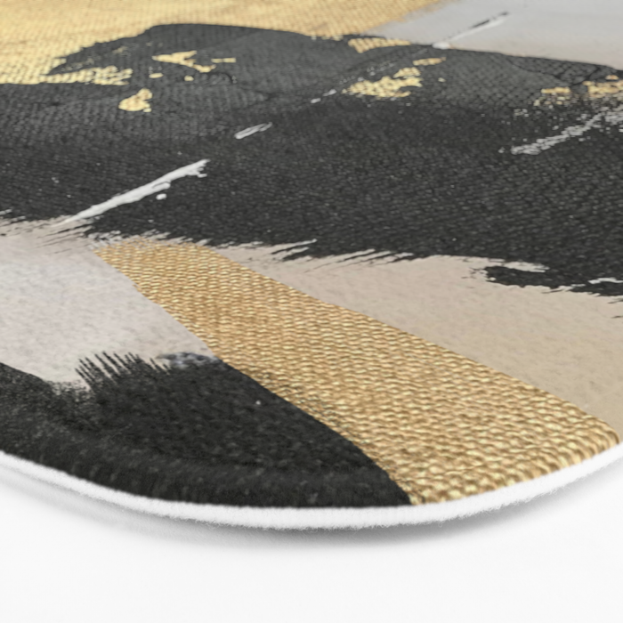 Gold leaf black abstract Bath Mat Gallery Image 3