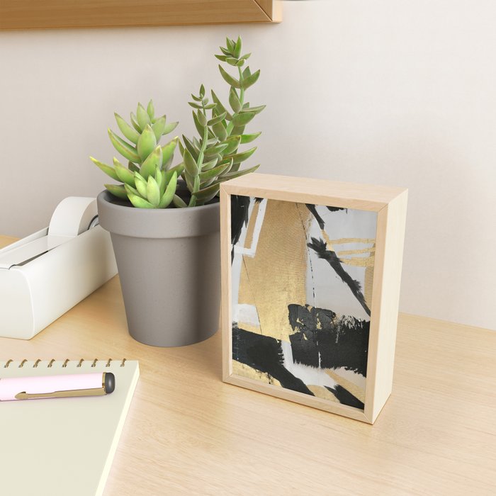 Gold leaf black abstract Mini Art Print Gallery Image 2