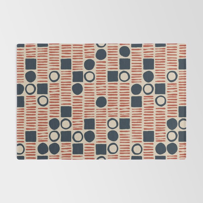 Red & Blue Hand-drawn Pattern #1 Rug Gallery Image 2