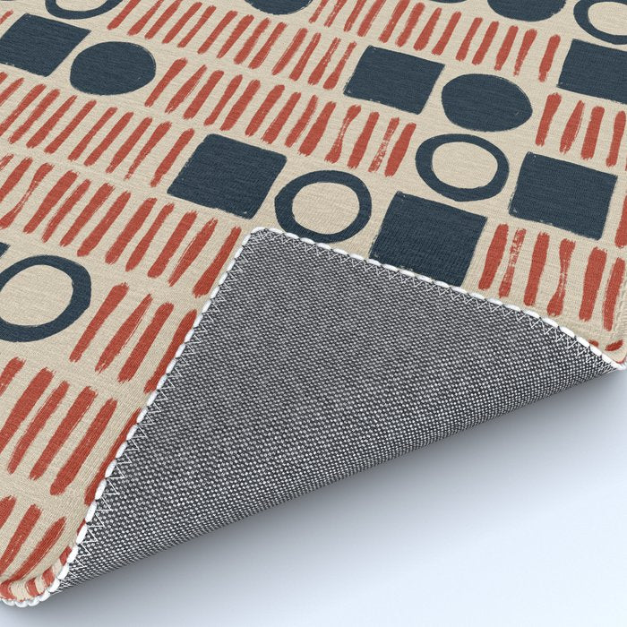 Red & Blue Hand-drawn Pattern #1 Rug Gallery Image 4