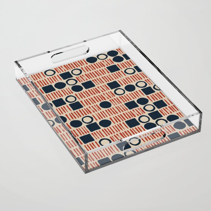 Red & Blue Hand-drawn Pattern #1 Acrylic Tray Gallery Image 1