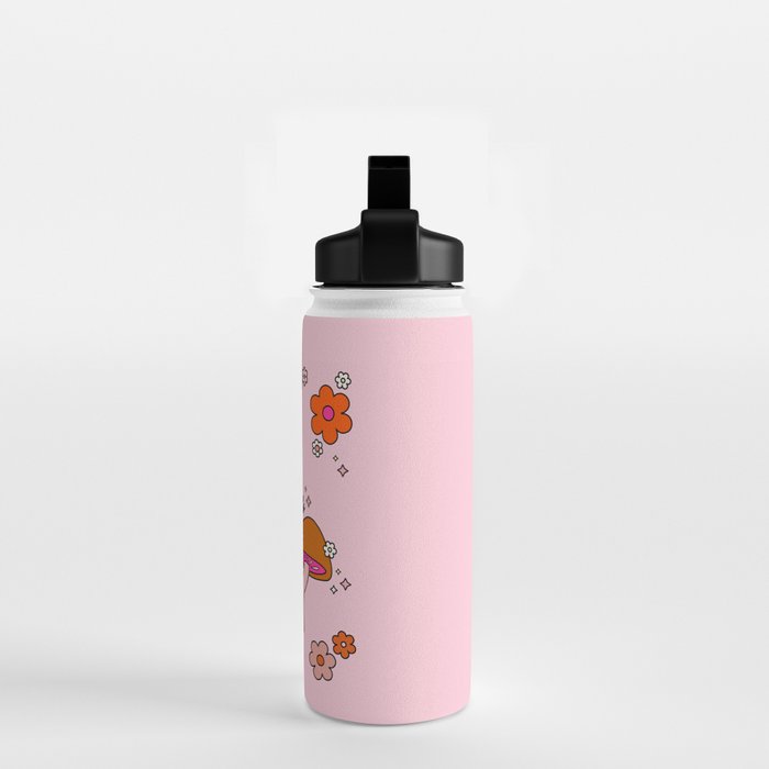 Colorful Mushrooms And Flowers In Pink Water Bottle Gallery Image 2