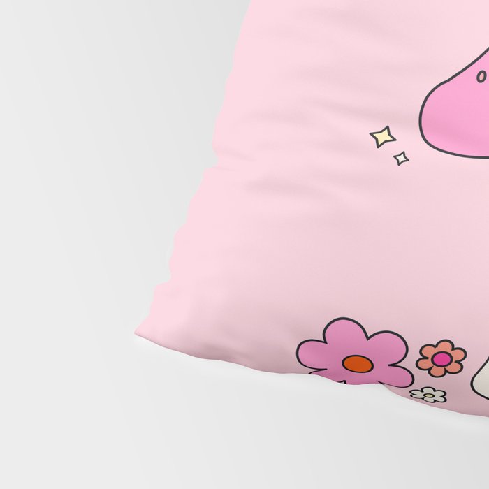 Colorful Mushrooms And Flowers In Pink Pillow Sham Gallery Image 4