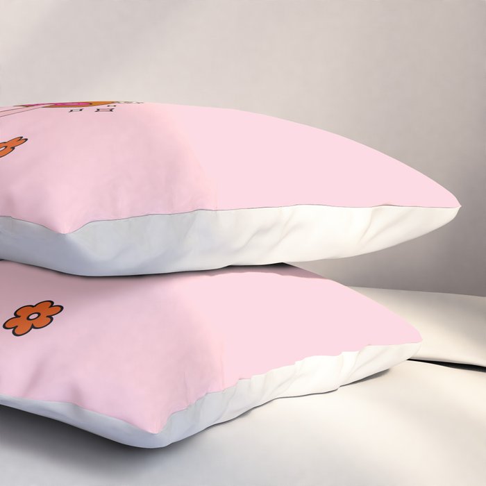 Colorful Mushrooms And Flowers In Pink Pillow Sham Gallery Image 3