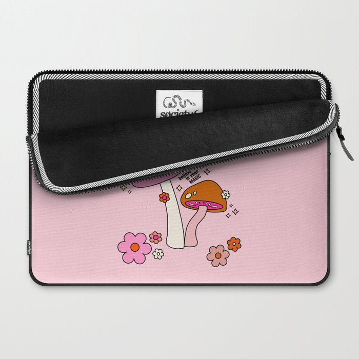 Colorful Mushrooms And Flowers In Pink Laptop Sleeve Gallery Image 2