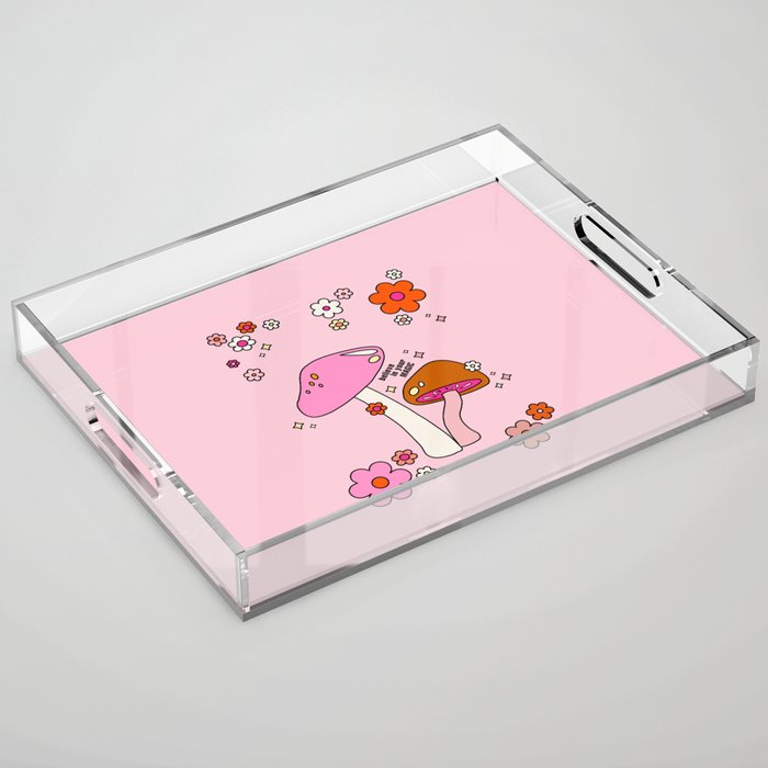 Colorful Mushrooms And Flowers In Pink Acrylic Tray Gallery Image 1