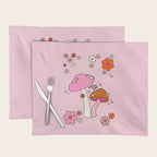 Colorful Mushrooms And Flowers In Pink Placemat Gallery Image 1