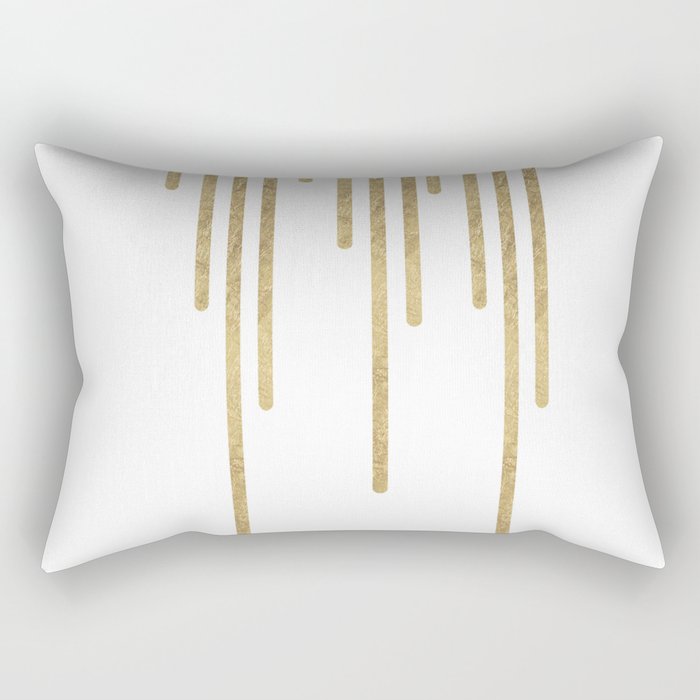 Abstract minimalist white gold geometrical lines Rectangular Pillow Gallery Image 1