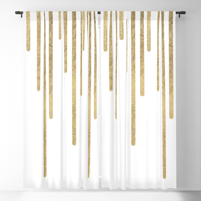 Abstract minimalist white gold geometrical lines Window Curtain Gallery Image 5