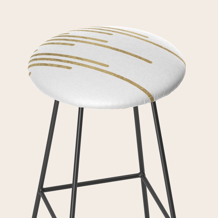Abstract minimalist white gold geometrical lines Stool Gallery Image 2