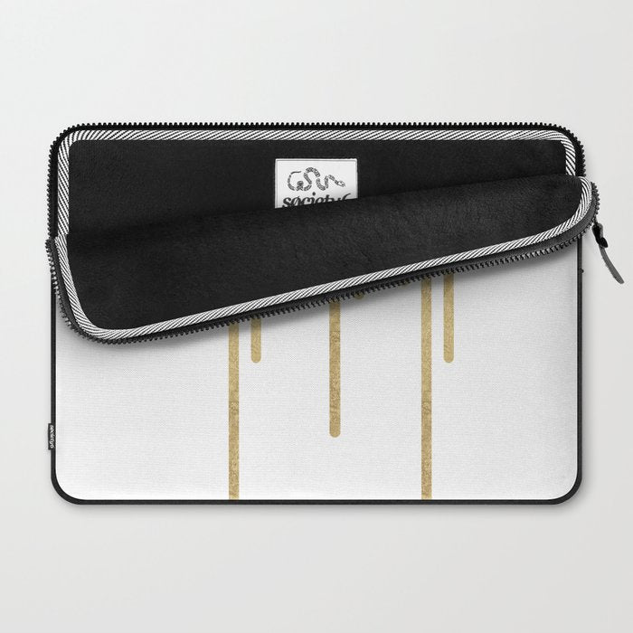 Abstract minimalist white gold geometrical lines Laptop Sleeve Gallery Image 2