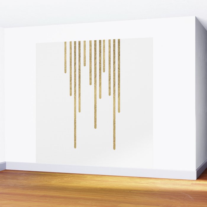 Abstract minimalist white gold geometrical lines Wall Mural Gallery Image 2