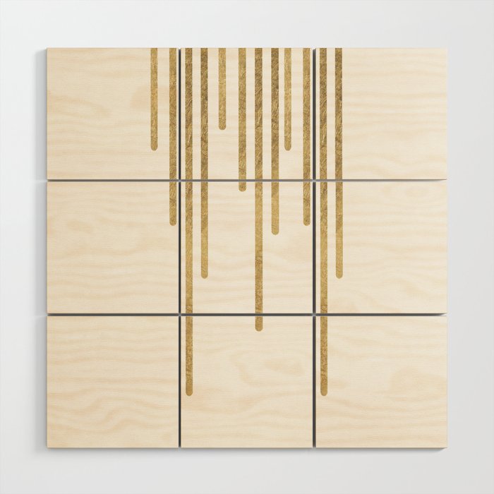 Abstract minimalist white gold geometrical lines Wood Wall Art Gallery Image 1