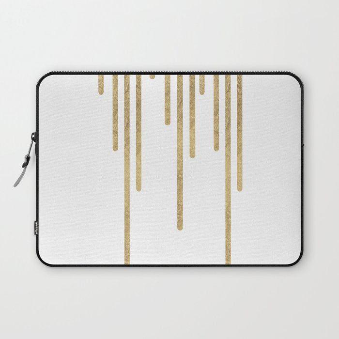 Abstract minimalist white gold geometrical lines Laptop Sleeve Gallery Image 1