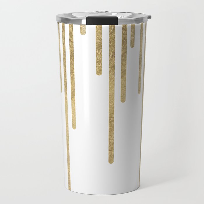 Abstract minimalist white gold geometrical lines Travel Mug Gallery Image 1