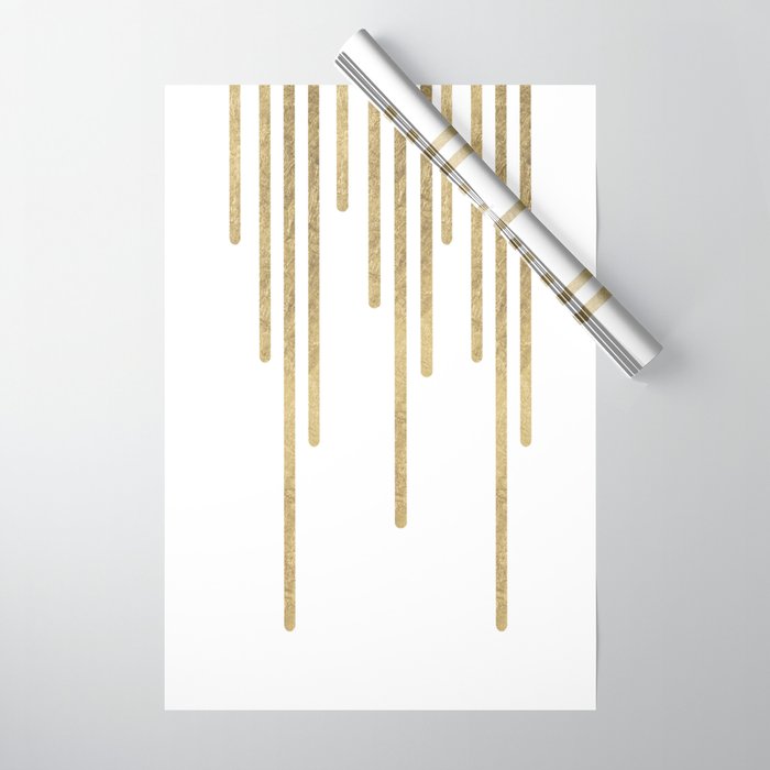 Abstract minimalist white gold geometrical lines Wrapping Paper Gallery Image 1