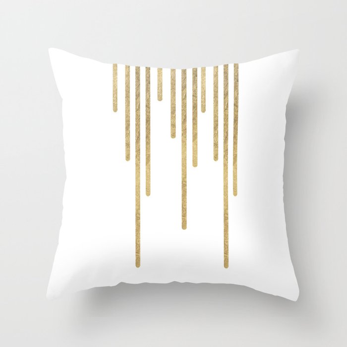 Abstract minimalist white gold geometrical lines Throw Pillow Gallery Image 6