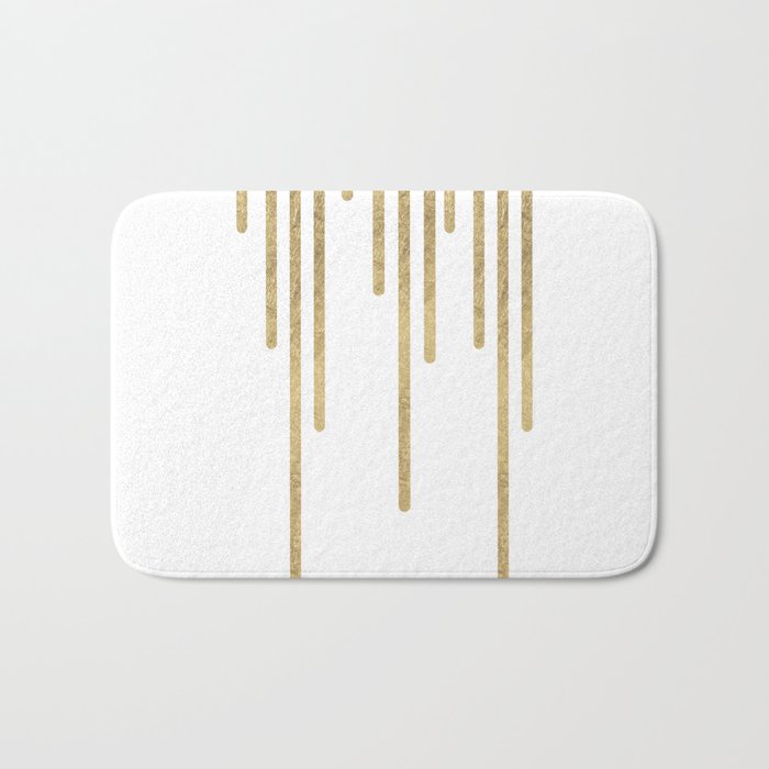 Abstract minimalist white gold geometrical lines Bath Mat Gallery Image 1