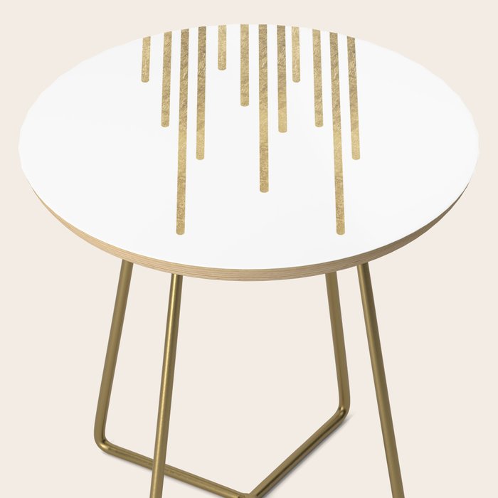Abstract minimalist white gold geometrical lines Side Table Gallery Image 2