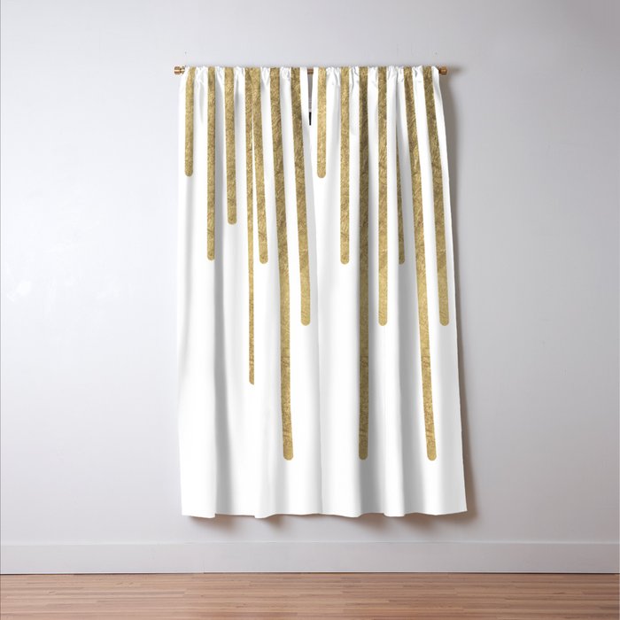 Abstract minimalist white gold geometrical lines Window Curtain Gallery Image 3