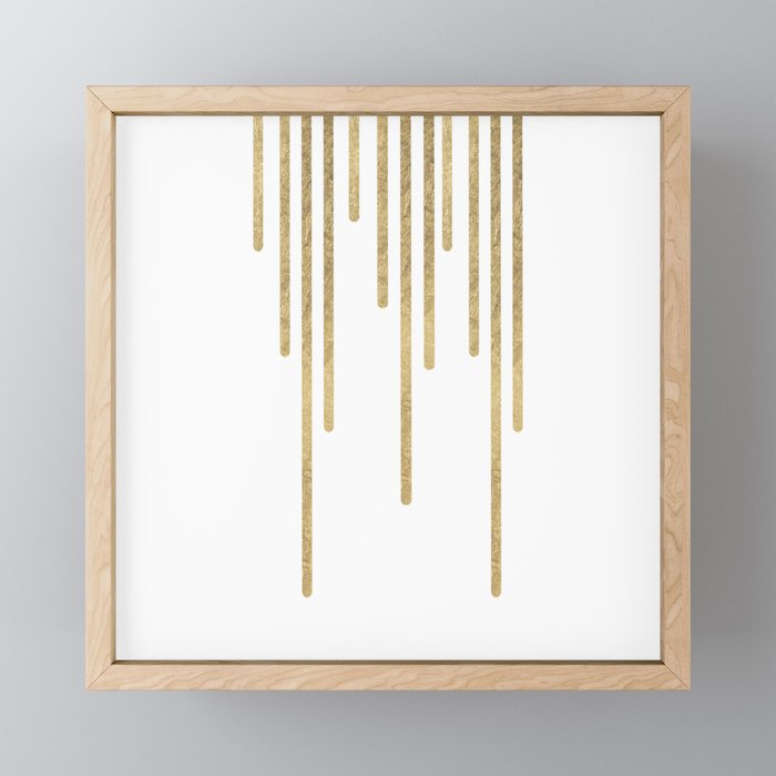 Abstract minimalist white gold geometrical lines Mini Art Print Gallery Image 1