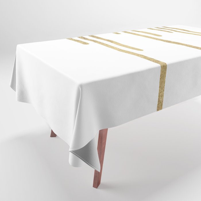 Abstract minimalist white gold geometrical lines Tablecloth Gallery Image 1