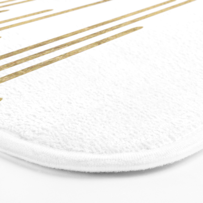 Abstract minimalist white gold geometrical lines Bath Mat Gallery Image 3