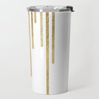 Abstract minimalist white gold geometrical lines Travel Mug Gallery Image 2