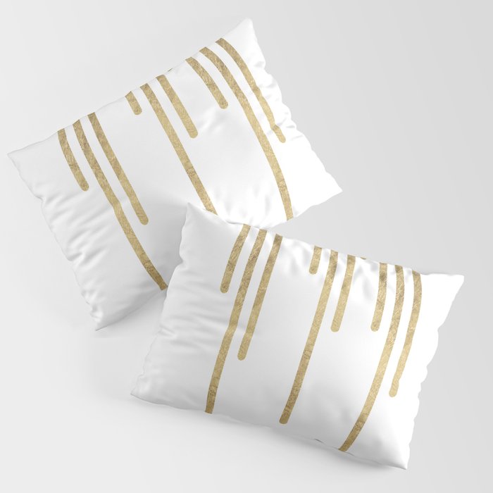 Abstract minimalist white gold geometrical lines Pillow Sham Gallery Image 3