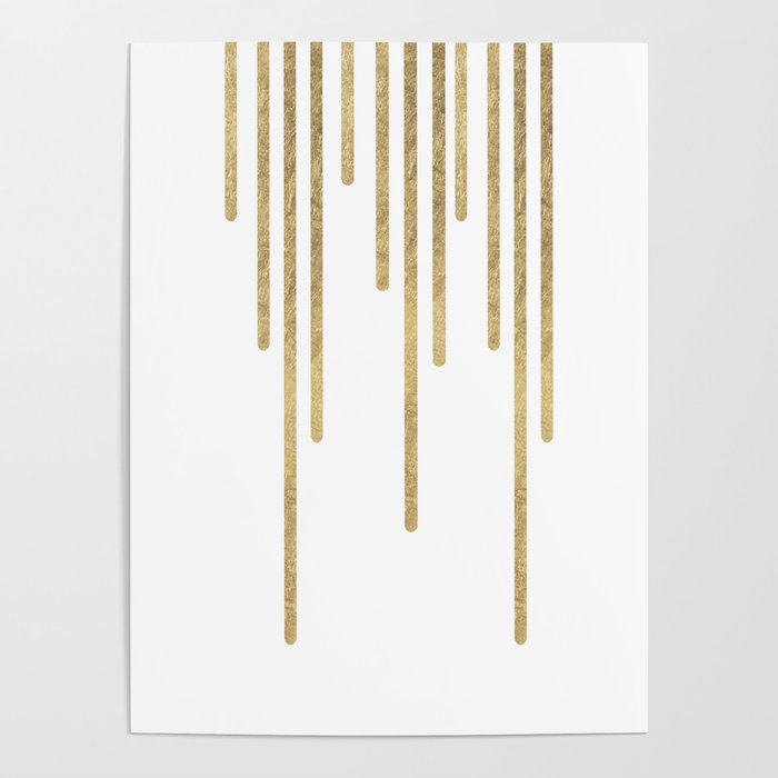 Abstract minimalist white gold geometrical lines Poster Gallery Image 1