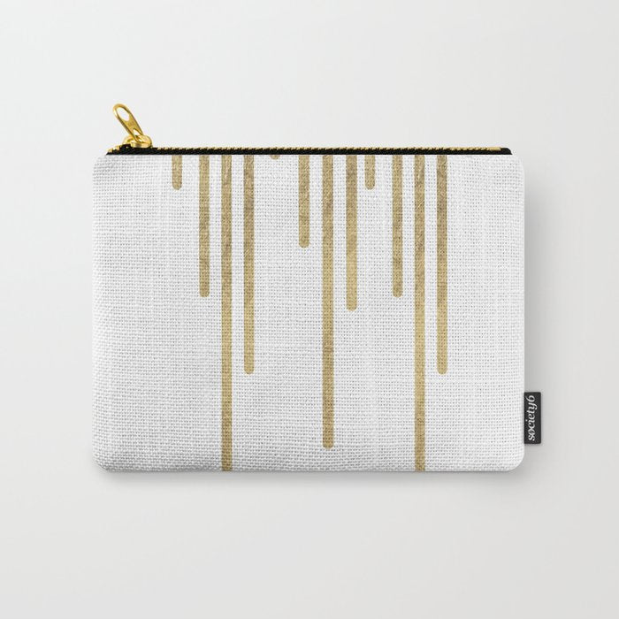 Abstract minimalist white gold geometrical lines Carry All Pouch Gallery Image 1