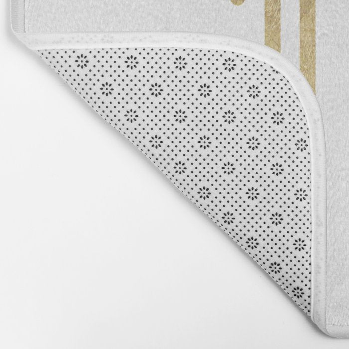 Abstract minimalist white gold geometrical lines Bath Mat Gallery Image 2