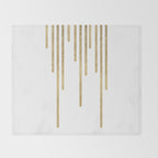 Abstract minimalist white gold geometrical lines Throw Blanket Gallery Image 2