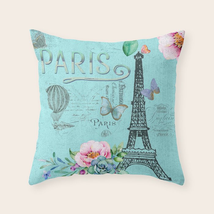 Paris - my blue love Throw Pillow Gallery Image 6