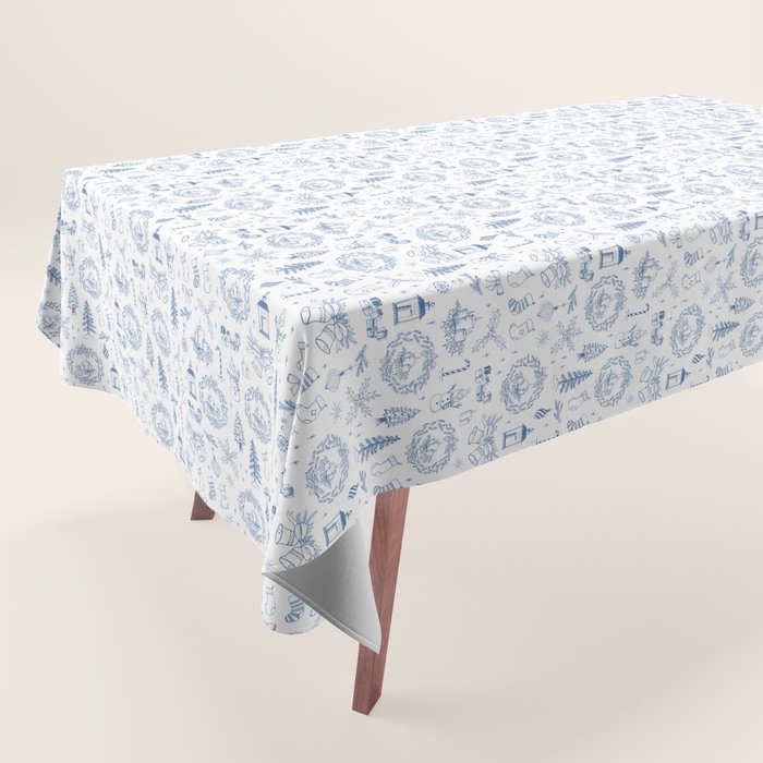 Christmas Toile // Blue & White Tablecloth Gallery Image 1