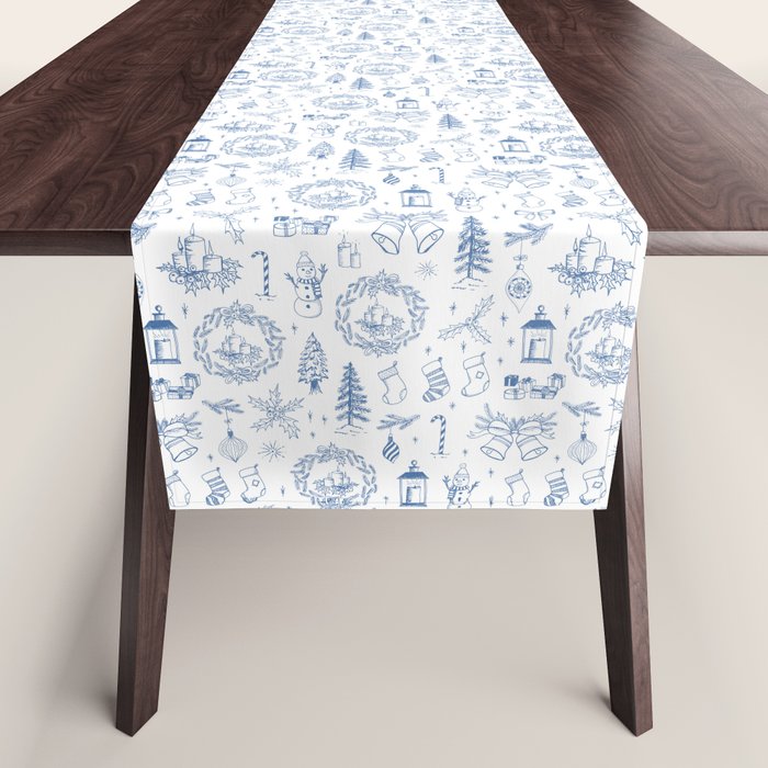 Christmas Toile // Blue & White Table Runner Gallery Image 1