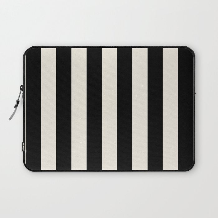 Broad Stripe - black and alabaster Laptop Sleeve Gallery Image 1