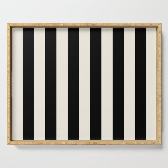 Broad Stripe - black and alabaster Serving Tray Gallery Image 1