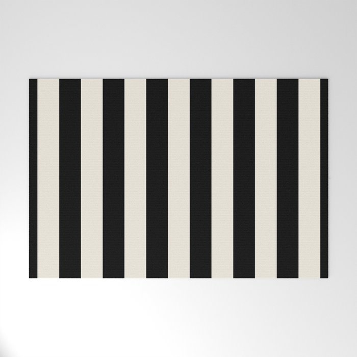 Broad Stripe - black and alabaster Welcome Mat Gallery Image 1