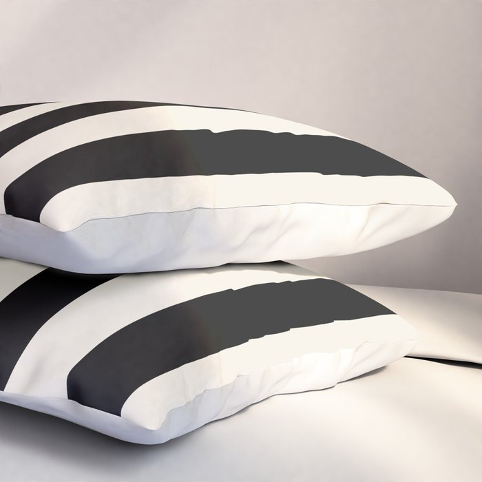 Broad Stripe - black and alabaster Pillow Sham Gallery Image 3