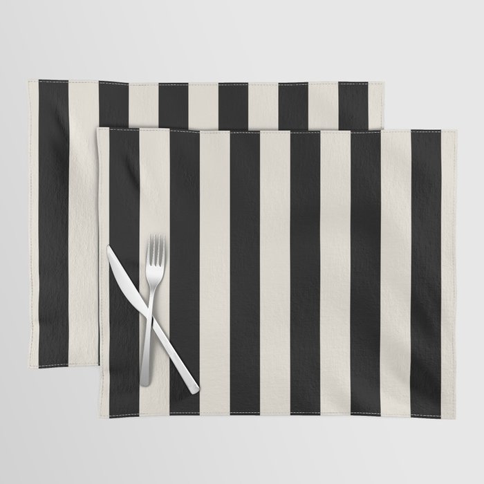 Broad Stripe - black and alabaster Placemat Gallery Image 1