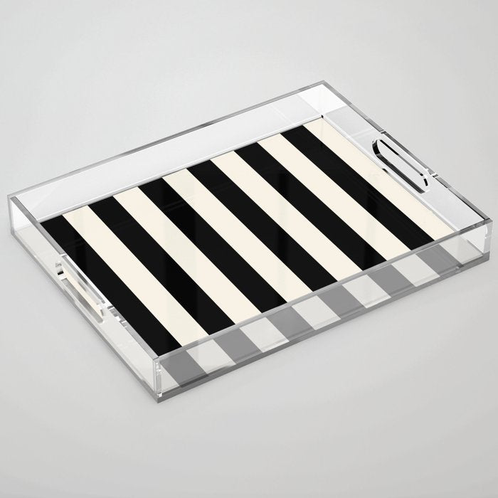 Broad Stripe - black and alabaster Acrylic Tray Gallery Image 1