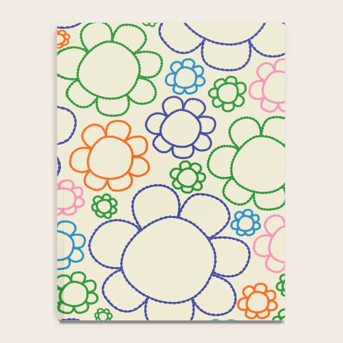 Cheerful Doodle Flowers Retro Floral Pattern Notebook Gallery Image 4