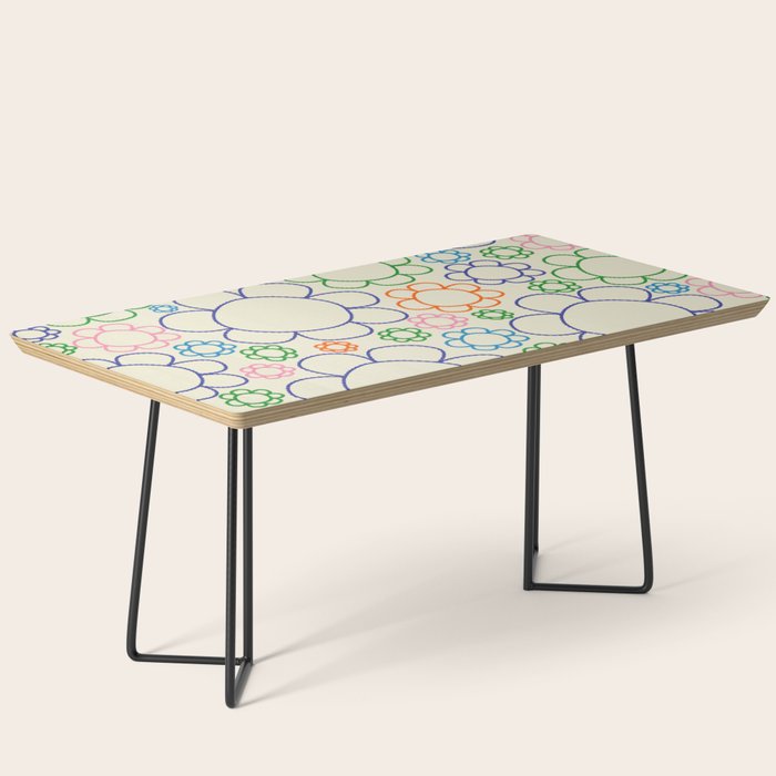Cheerful Doodle Flowers Retro Floral Pattern Coffee Table Gallery Image 1