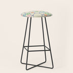 Cheerful Doodle Flowers Retro Floral Pattern Stool Gallery Image 1