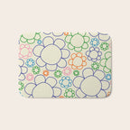 Cheerful Doodle Flowers Retro Floral Pattern Bath Mat Gallery Image 1
