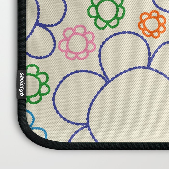 Cheerful Doodle Flowers Retro Floral Pattern Laptop Sleeve Gallery Image 3