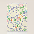 Cheerful Doodle Flowers Retro Floral Pattern Stationery Card Gallery Image 2